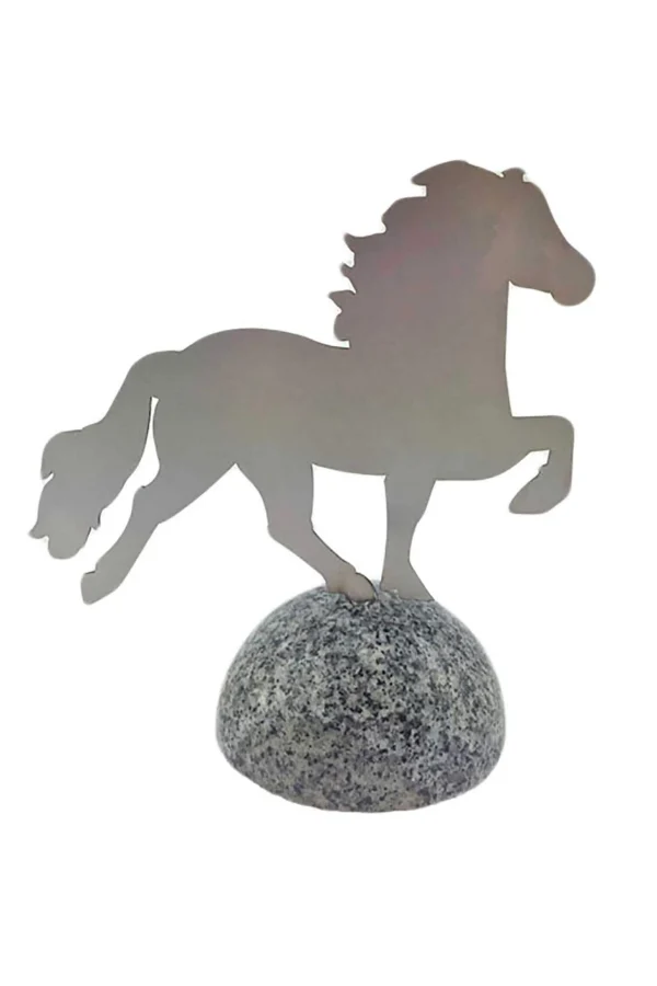 Karlslund Decorative horse, stainless steel on polished granite stone