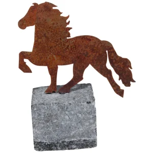 Karlslund Steel horse w. granite stone